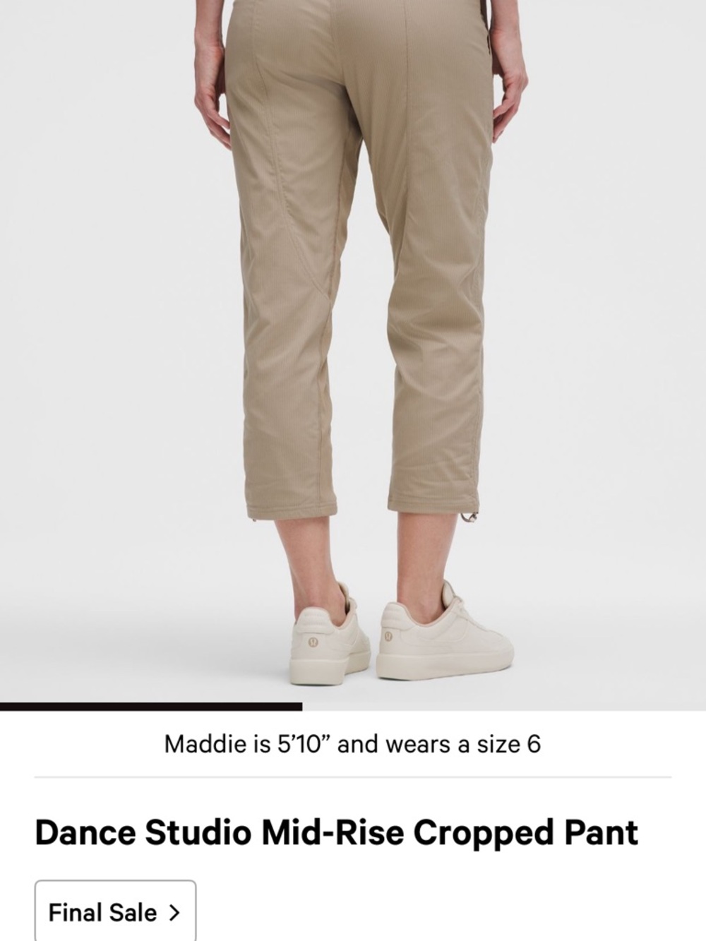 Lululemon Pant  women’s dance studio mid-Rise Cropped pant  in Light tan size 14 - Picture 3 of 16